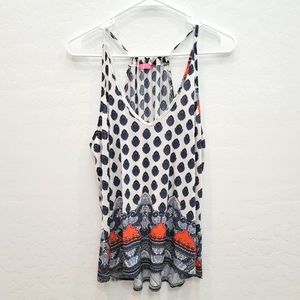 Social Teen Cream & Blue Tank Top Women's Size Large